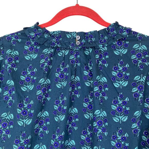 J. Crew Long-sleeve Ruffleneck Poplin Blouse Floral Print Cottagecore Modest Lg - Picture 6 of 16